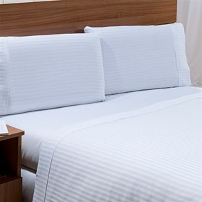 Jogo Cama Stripe 300 F Casal Branco