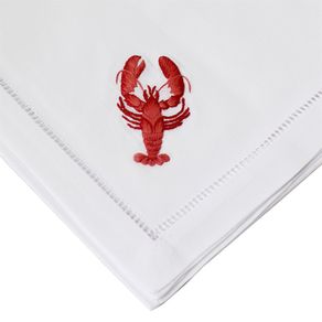 KIT GUARDANAPO PONTO AJOUR COM 2 PEÇAS 0,50 X 0,50 LAGOSTA/VERMELHO - NIAZITEX