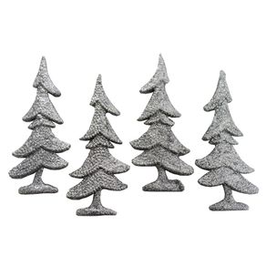 ENFEITE DE ÁRVORE DE NATAL PINHEIRO 15,3cm  4 PEÇAS - NIAZITEX PRATA