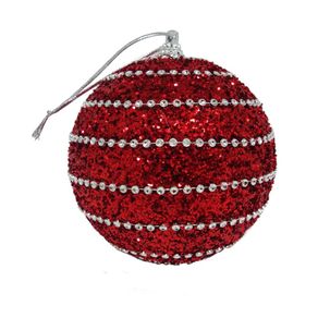 Enfeite de Arvore de Natal Bola Lisboa 8cm Com 2 Pecas - Niazitex Vermelho