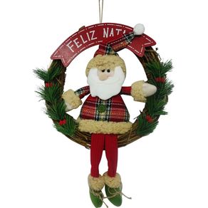 GUIRLANDA PAPAI NOEL FELIZ NATAL QUEBEC 30CM - NIAZITEX