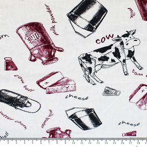 Tecido Tricoline Estampado Lg1,45 Fazenda Cow Bel