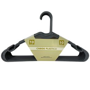 KIT 10PCS CABIDE PLASTICO C/PORTA GRAVATA CINZA