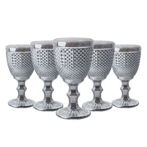 JOGO TACA VIDRO BICO DE JACA 6PCS X 330ML PRATA