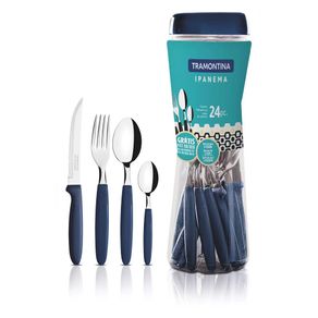 FAQUEIRO INOX 24PCS IPANEMA AZUL