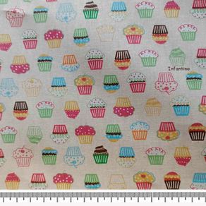 Tecido Tricoline Infantino Lg 1,40 30230 Mini Cupcake Cor 01