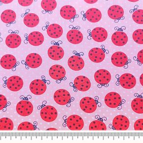 Tecido Tricoline Infantino Lg 1,49 28413 Lady Bug Background Pink Cor 02