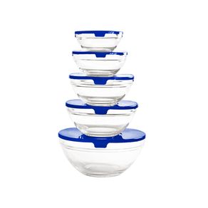 Conjunto Bowl de Vidro 5pcs Azul/unico