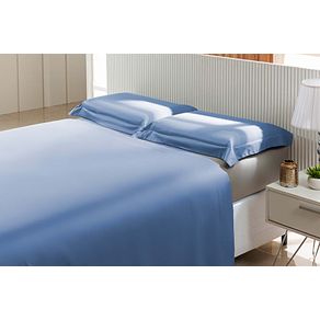 Jogo de Cama 300 Fios Essencial Casal Azul/unico