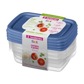 Conjunto 4 Potes Plastico Sanremo 280ml