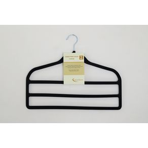 Kit 2 Pecas Cabide Para Calca 3 Niveis Preto