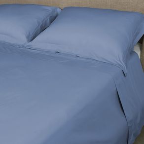 Jogo de Cama 230 Fios Bamboo Hotel Liso Queen Azul/unico