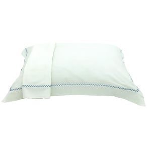Par Fronha 230 Fios Bamboo Bordado Mix Azul/unico