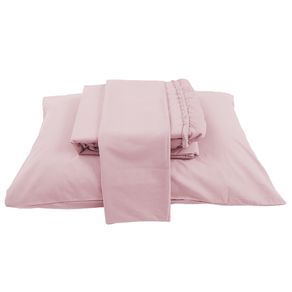 Jogo Lencol 200 Fios C/ Elastico Queen 3pcs Rose/unico