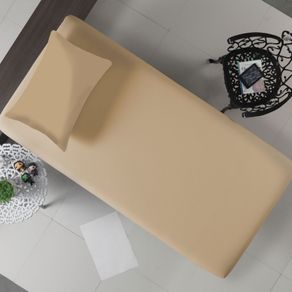 Jogo de Cama Liso Solteiro Bege Caqui