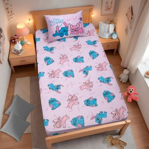 Jogo de Cama Joy Solteiro Stitch e Angel Love