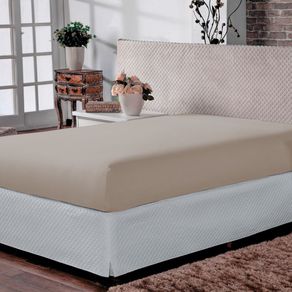 Jogo de Cama Liso Queen Bege Caqui