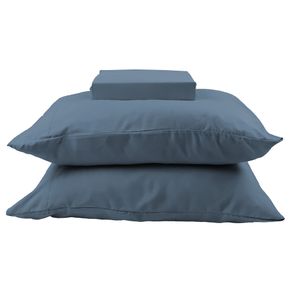 Jogo de Cama Simples Percal Soft  300 King Azul Denim/unico