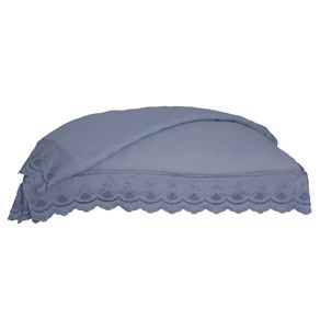 Porta Travesseiro 2pcs Percal Soft 300 Rendado Azul
