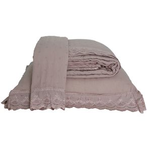 Colcha Percal Soft 300 Rendada Solteiro Rose