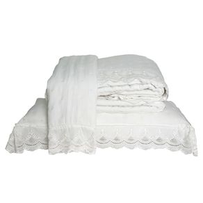 Colcha Percal Soft 300 Rendada King Branco