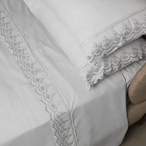 Jogo de Cama Percal Soft 300 Rendado King Branco