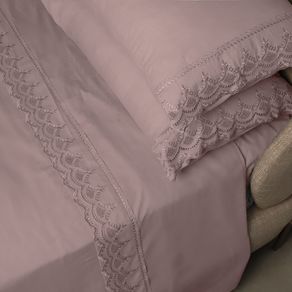 Jogo de Cama Percal Soft 300 Rendado King Rose
