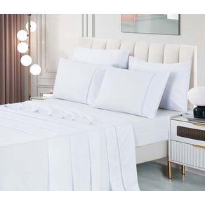 Jogo de Cama Percal Soft 300 Glamour Queen Branco