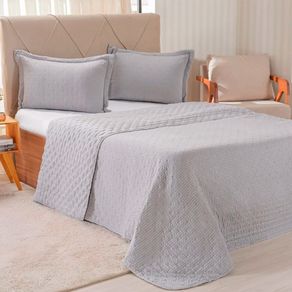 Colcha Plisse 2,40 X 2,60 Queen Prateado