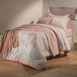 Colcha Com Porta Travesseiro 200 Fios Infantil Emilia Solteiro